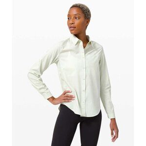 Lululemon Womens Full Day Ahead Shirt Sz 2 Springtime Green Cotton Flannel Top